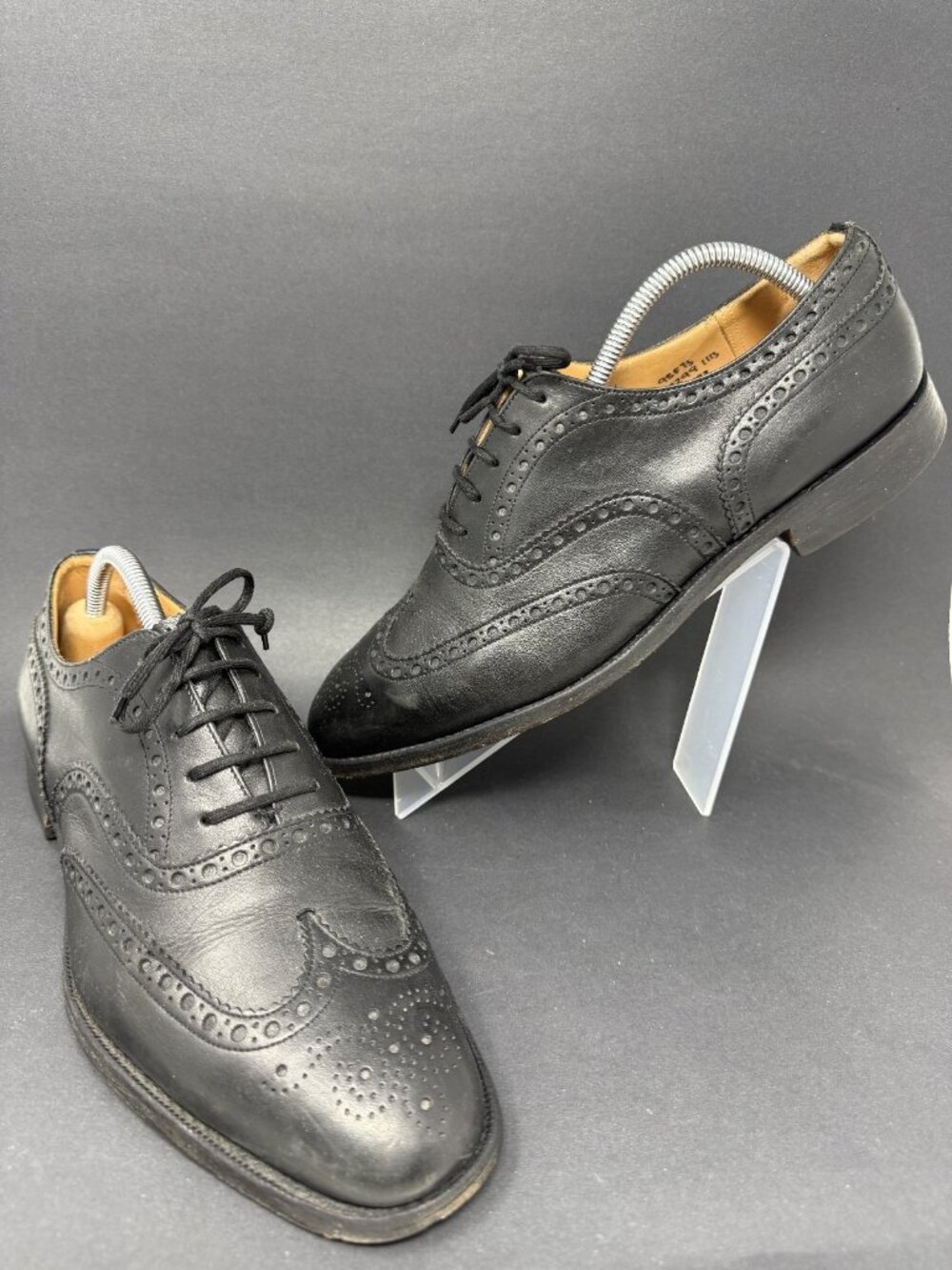 Church's Brisbane Black Leather Oxford Brogue Shoes Mens 11 B READ DESC